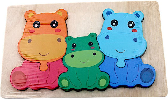 Holz Kinderpuzzle Montessori Ιπποπόταμους 5pcs