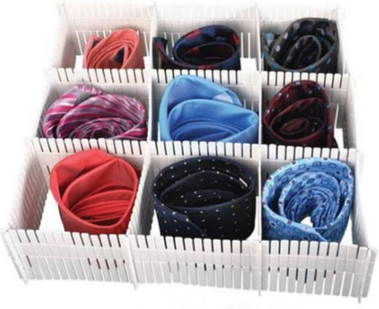 Plastic Drawer Divider for Ties in White Color 60x9cm 4pcs