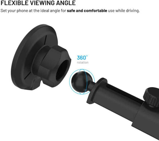 Fixed Car Mobile Mount with Magnet & Wireless Charging Black