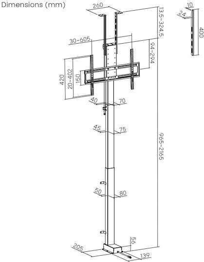 Maclean Energy MC-125 Стойка за телевизор Таван до 88" и 60кг