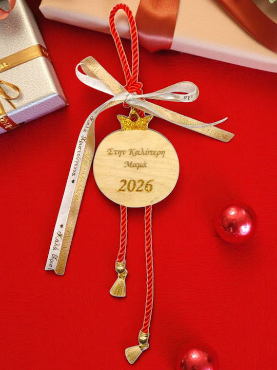 Strawberry 3D Holz Handgefertigte Gouri Mama 2026 Gold 30cm