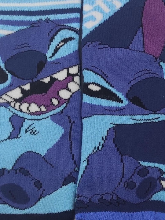 Disney Παιδικές Κάλτσες Αντιολισθητικές Stitch Μπλε 2 Ζευγάρια