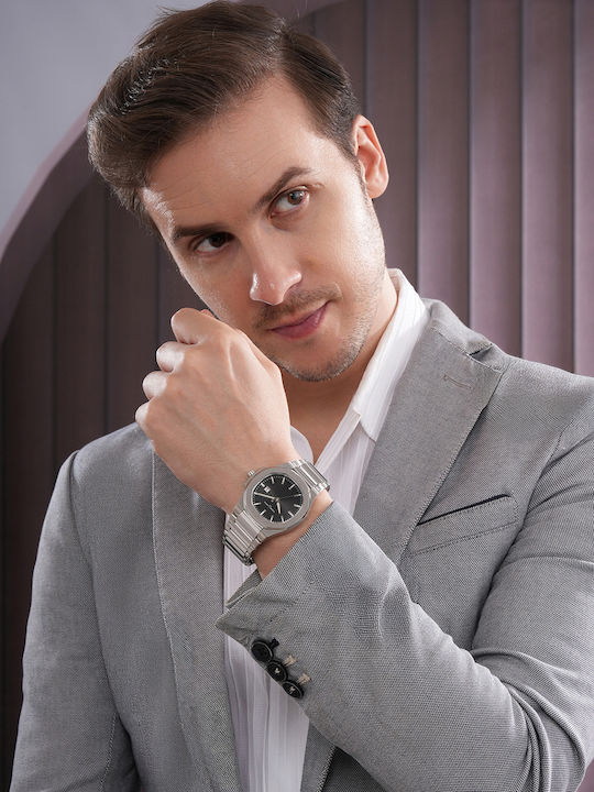 Pierre Cardin Herrenuhr Batterie mit Silber Metallarmband