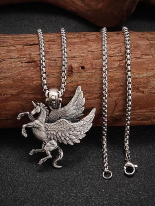 Silver Necklace Pegasus Horse Greek Mythology Molfs