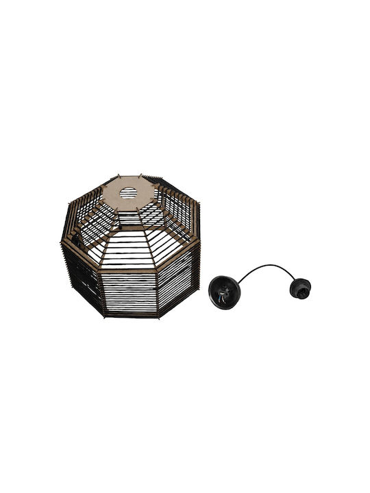 GloboStar Vork Pendant Light Black Boho with Rope for Socket E27 40x40x36cm