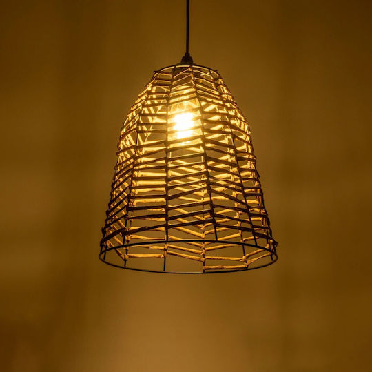 GloboStar Netz Pendant Light Beige Boho with Rope for Socket E27 30x30x38cm