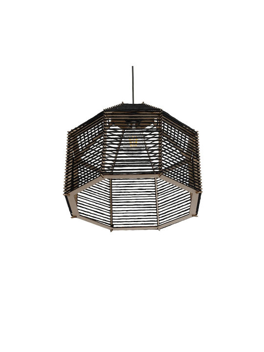 GloboStar Vork Pendant Light Black Boho with Rope for Socket E27 40x40x36cm