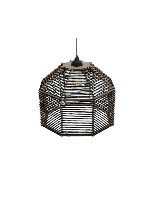 GloboStar Vork Pendant Light Black Boho with Rope for Socket E27 40x40x36cm