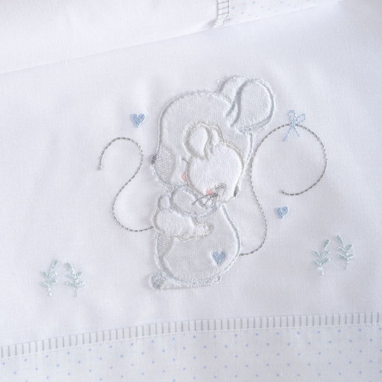 Rythmos Baby Sheets Set Crib Cotton Light Blue 100x160cm 3pcs