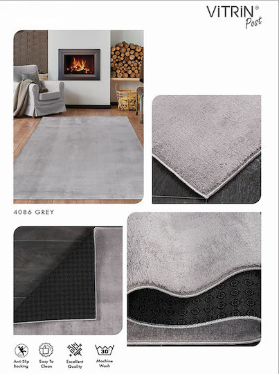 Anti-slip Rug Rectangular Furry Grey