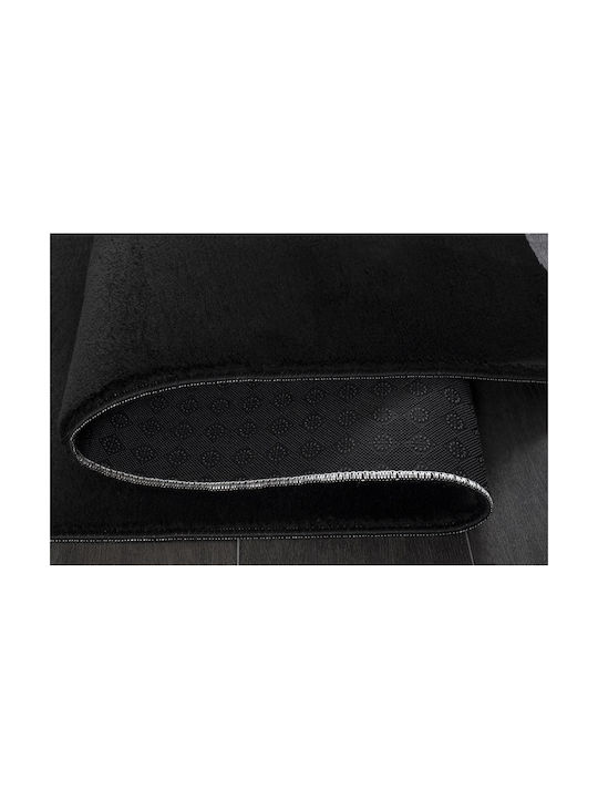 Anti-slip Rug Round Furry Black