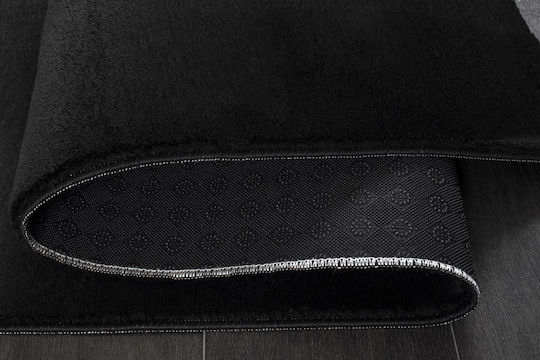 Rutschfest Teppich Rund Pelzige Black