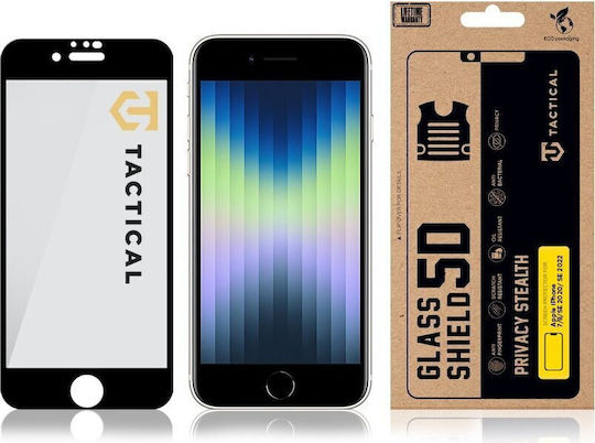 Tactical 5D 0.33mm Full Glue Privacy Tempered Glass Μαύρο (iPhone SE 2022 / 2020 / 8 / 7)