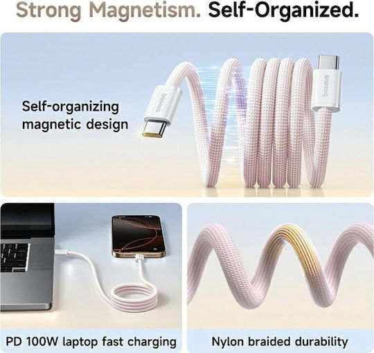Baseus Cablu Dynamic USB 2.0 USB-C Masculin - USB-C 100W PD Roz 1m P10385200411-00
