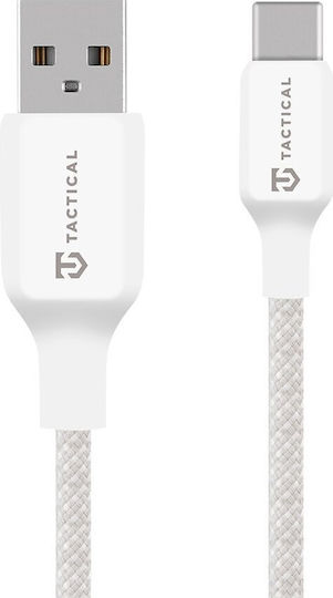 Tactical Плетена USB 2.0 Кабел USB-C мъжки - USB-A мъжки 60W Бял 0.3м (57983126579)
