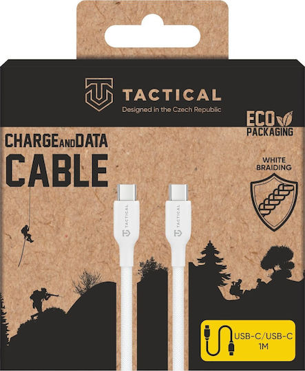 Tactical Плетена USB 2.0 Кабел USB-C мъжки - USB-C мъжки 60W Бял 1м (57983126593)