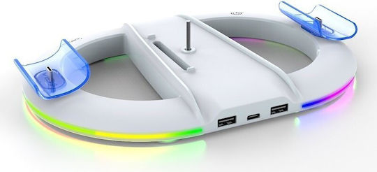 iPega P5s045 Βάση για 2 χειριστήρια PS5 / PS5 Slim με φωτισμό LED Λευκή PG-P5S045