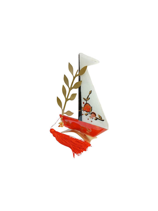Kalliopi Silver Handmade Tabletop Lucky Charm Boat White made of Metal 2026 15x20cm 1pcs