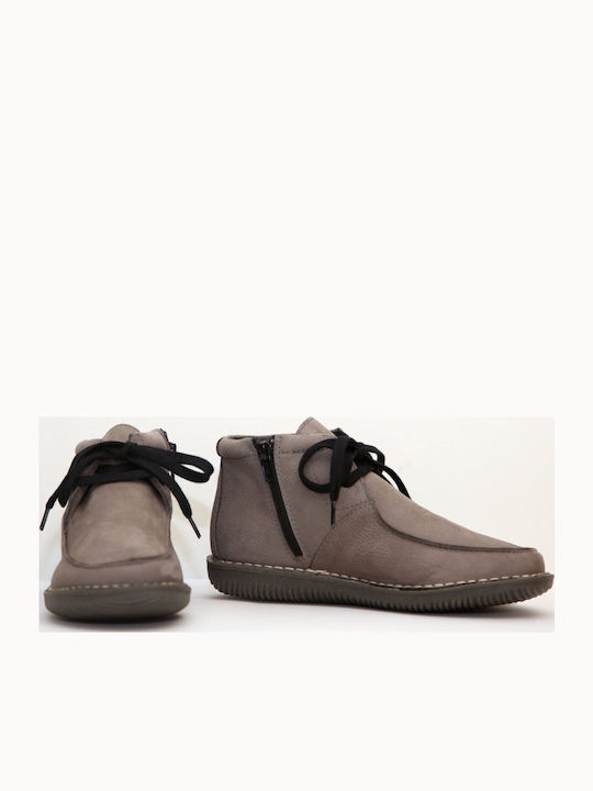 Leather Women's Ankle Boots Gray