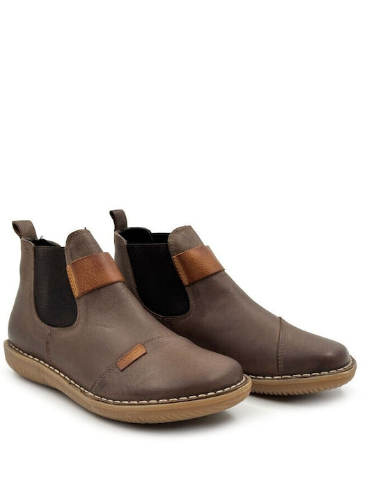 Leder Stiefeletten Damen Tabac Braun