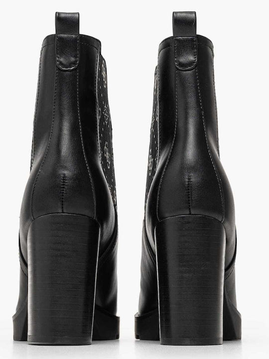 Nealle Damen Chelsea Stiefeletten mit Hohem Absatz Schwarz