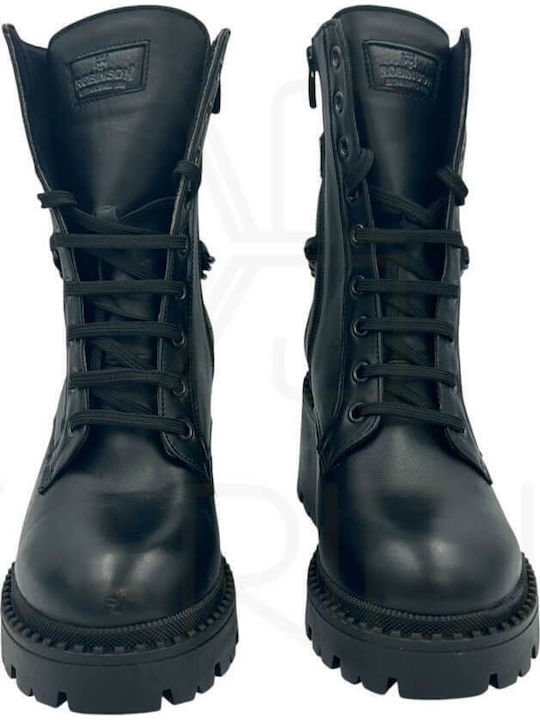Leder Stiefeletten Damen Schwarz