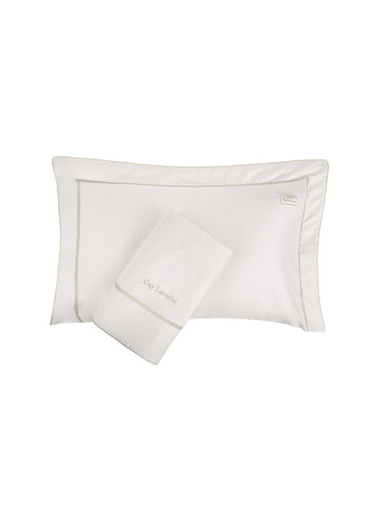 Guy Laroche Set Duvet Cover Cotton Satin 240x250cm Super King with 2 Pillowcases Elite Ivory-Beige