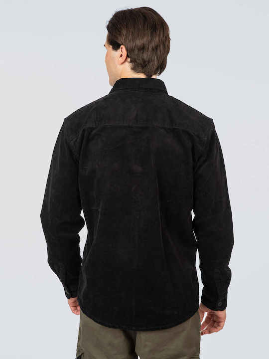 Langärmeliges Denim Overshirt Schwarz