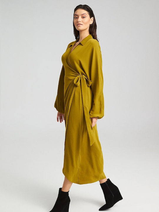 Maxi Φόρεμα Κρουαζέ Dark Lime