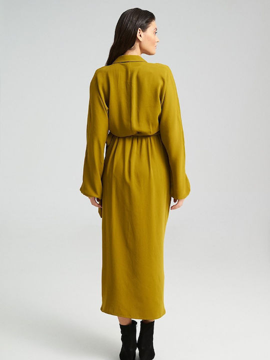 Maxi Φόρεμα Κρουαζέ Dark Lime