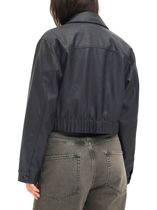 Jack & Jones Μπουφάν Biker από Δερματίνη Μαύρο