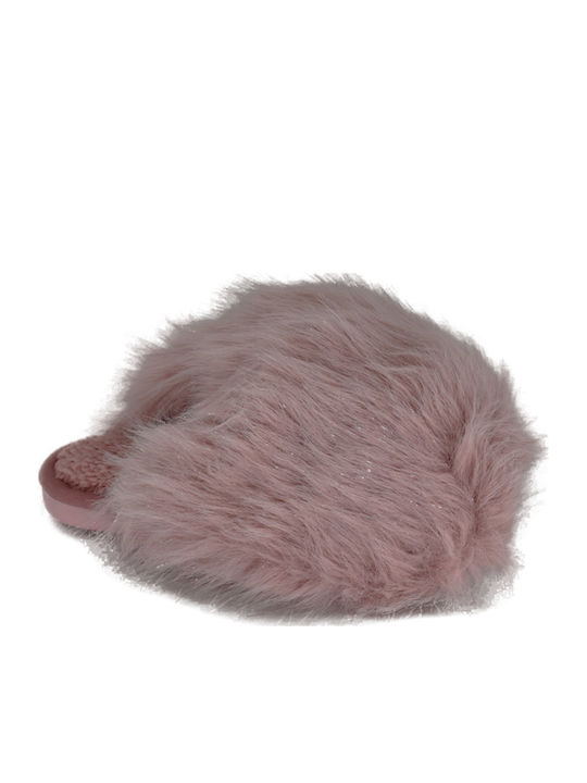 Winter Women's Slippers with Fur Pink