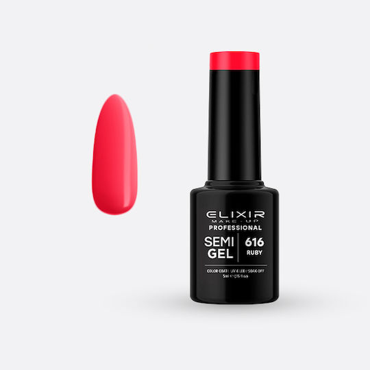 Elixir Semi Gel Ημιμόνιμο Βερνίκι Νυχιών 616 Ruby 5ml