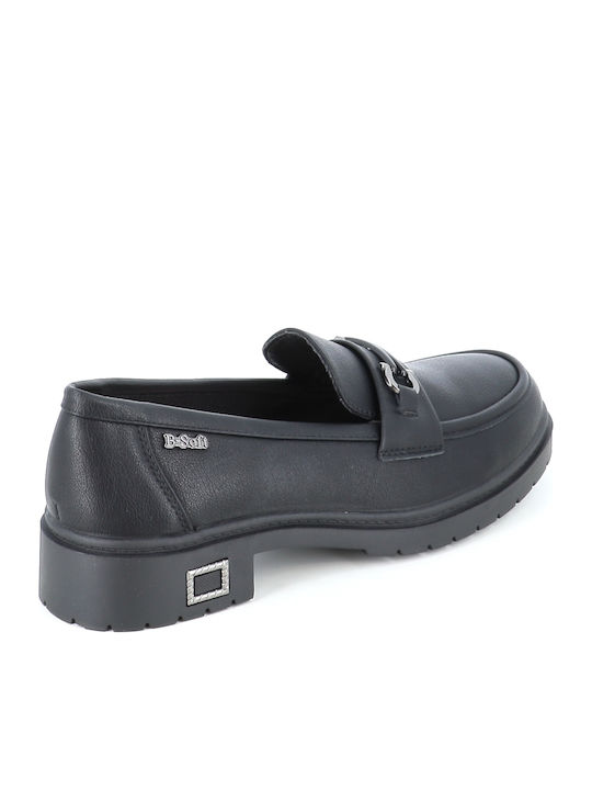 Leather Women's Loafers in Black Color