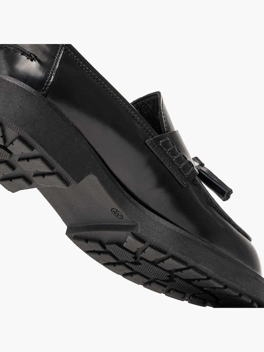 Δερμάτινα Γυναικεία Loafers σε Μαύρο Χρώμα