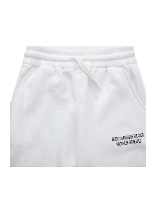 Παντελόνι Φόρμας Fleece Λευκό