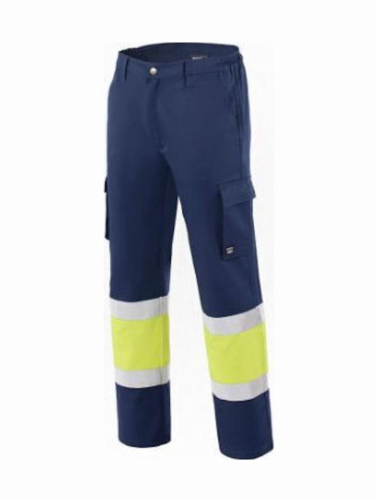 Pantaloni de lucru Axon Hi-vis Leggero albastru cu benzi reflectorizante Pantaloni de lucru Axon Hi-vis Leggero albastru cu benzi reflectorizante