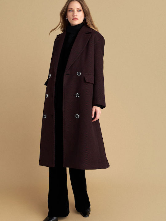 Women's Coat Red with Buttons