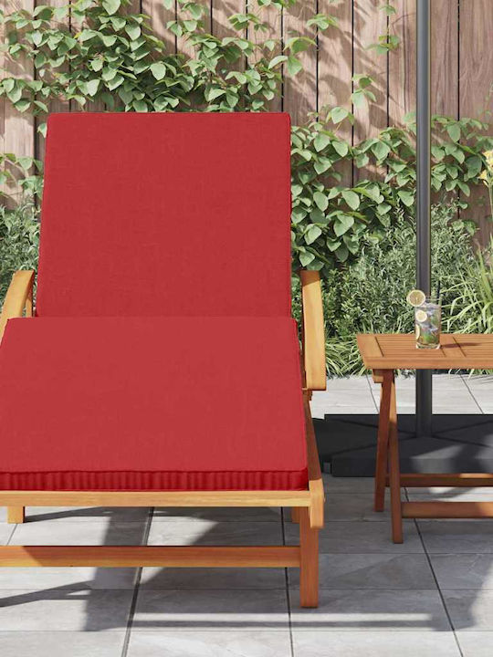 Deckchair Double Wooden with Cushion & Wheels Red with Table 2pcs 200x40x40cm.