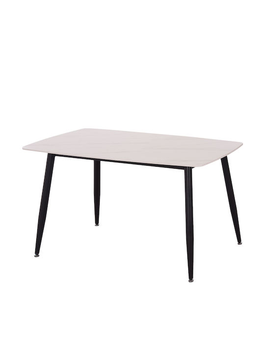 Rav Table Dining Room with Ceramic Surface Marble White, Black 120x70x75cm