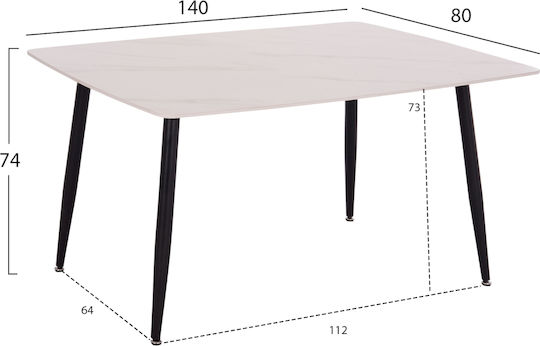 Rav Τραπεζαρίας Λευκό Μάρμαρου, Μαύρο 140x80x75εκ. Rav Τραπεζαρίας Λευκό Μάρμαρου, Μαύρο 140x80x75εκ.