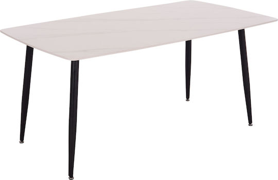 Rav Table Dining Room with Ceramic Surface Marble White, Black 160x90x75cm