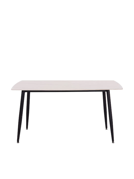 Rav Masă Sala de mese Marble White, Black 140x80x75buc