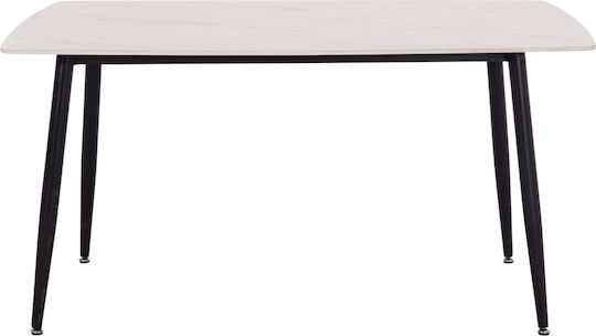 Rav Masă Sala de mese Marble White, Black 140x80x75buc