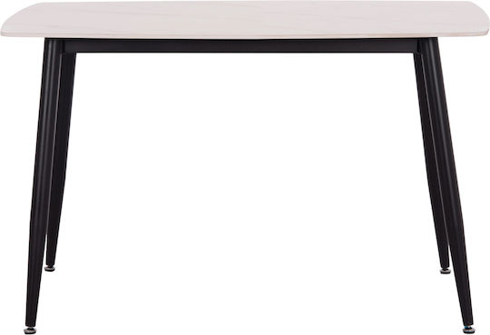 Rav Table Dining Room with Ceramic Surface Marble White, Black 120x70x75cm