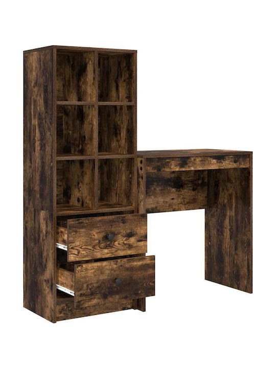 Desk Wooden with Bookshelf Smoked Oak 70x40x76cm