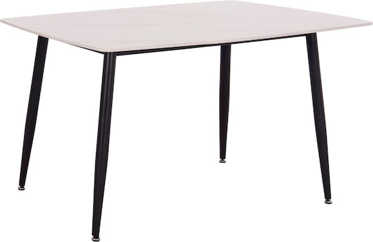Rav Masă Sala de mese Marble White, Black 140x80x75buc