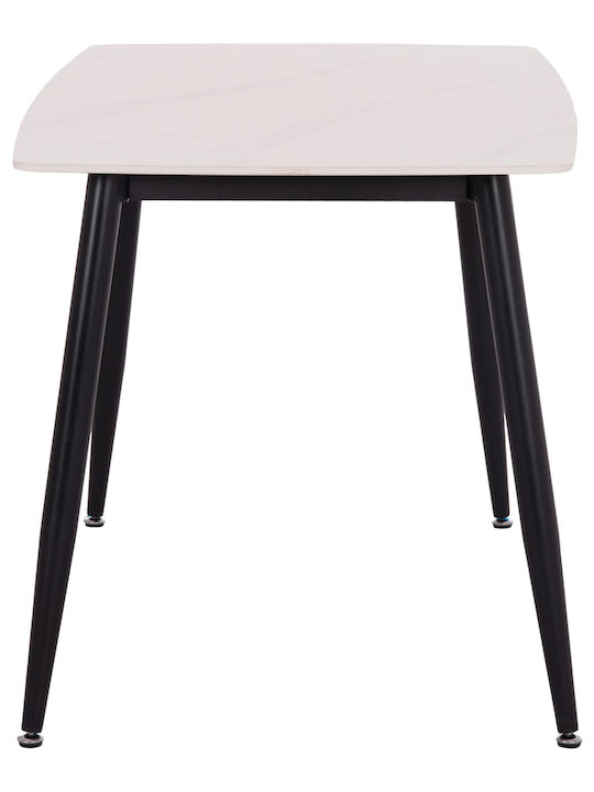 Rav Table Dining Room with Ceramic Surface Marble White, Black 120x70x75cm