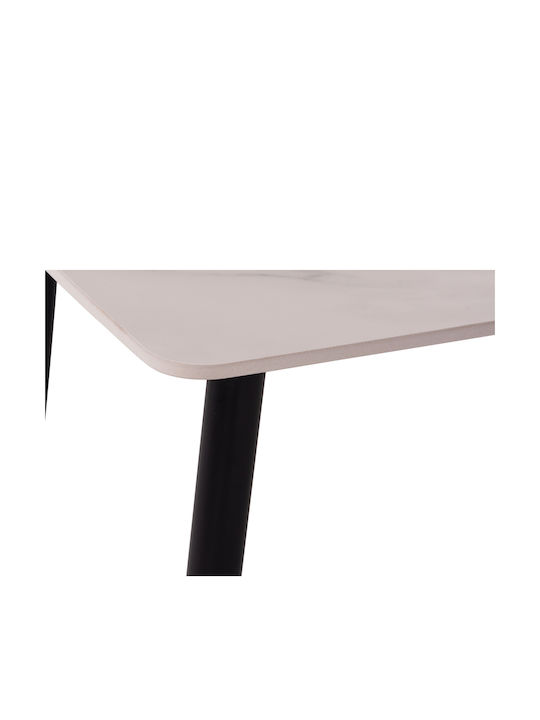 Rav Masă Sala de mese Marble White, Black 140x80x75buc