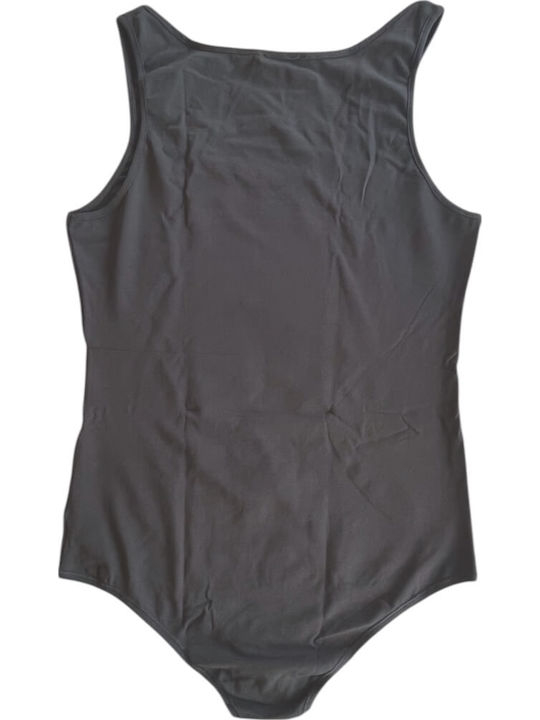 Jadea Gray-Anthracite Cotton Sleeveless Bodysuit Wide Straps 4152